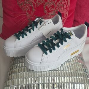 Puma Platform White and Gold Women's Sneakers